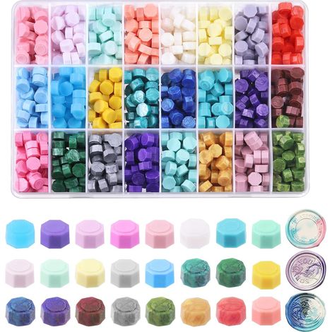 1200pcs 24 colours 8mm sealed wax beads set, octagonal sealed wax beads are ideal for wax seals, cards, wedding invitations (1/5)
