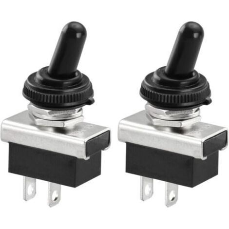 Metal Interrupteur À Bascule Flip 12V 25A SPST On/Off 2 Position 2 Broches Pour Voiture Dash Light Avec Capuchon Imperméable À L'eau