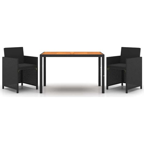 Maison Exclusive - Set da Pranzo da Giardino 3 pz con Cuscini in Polyrattan Nero (1/5)