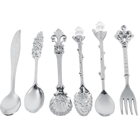 Vintage-Dessertlöffel aus Metall, Miniatur-Kaffeelöffel und -gabeln, Besteckset für Obst, Milch und Desserts, Küchen- und Esszimmerutensilien