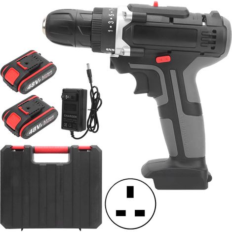 Perceuse-visseuse électrique domestique 2 vitesses à percussion 2000tr/min 100-240V avec prise UK, kit de perçage pour maison (1/5)