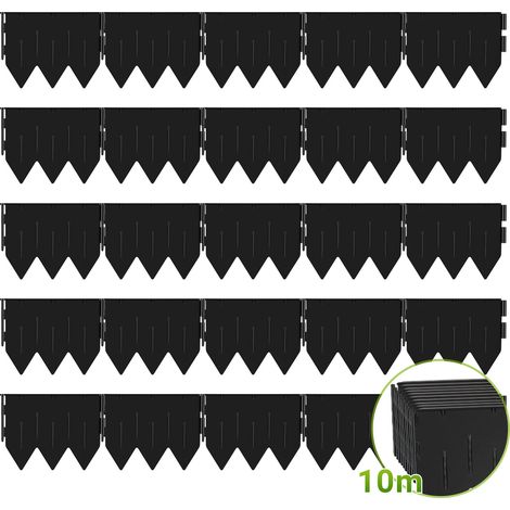 Wolketon Bordure per prato 50 pezzi Bordure per aiuole Bordure per aiuole 10 metri in nero - Bordure da giardino in plastica resistente con base triangolare integrata (20x15 cm) Resistenti ai raggi UV