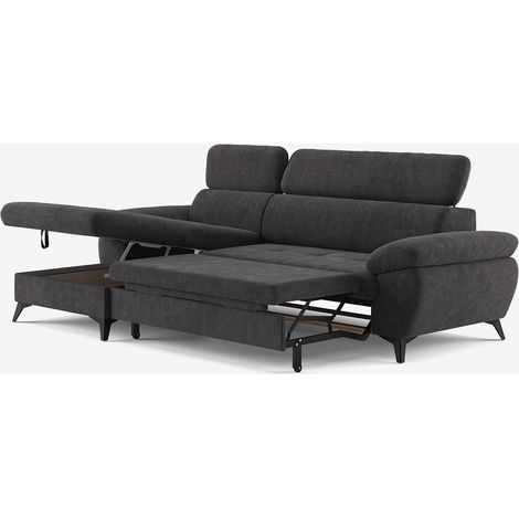 Modernes 3-Sitzer Schlafsofa mit linker Bettkasten-Ottomane Miral - Braun (1/5)
