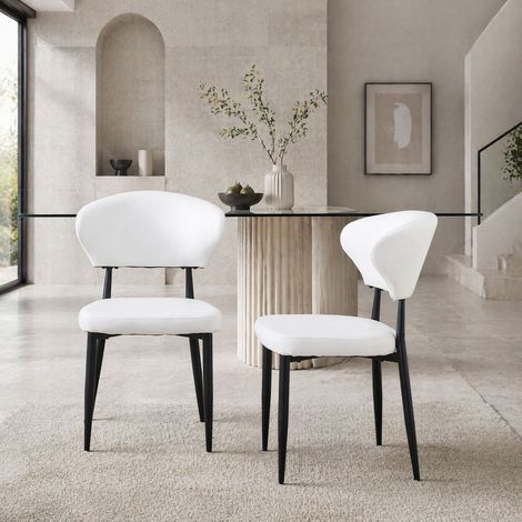 chaises salle manger blanches PU dossier ergonomique HAVRYA (1/5)