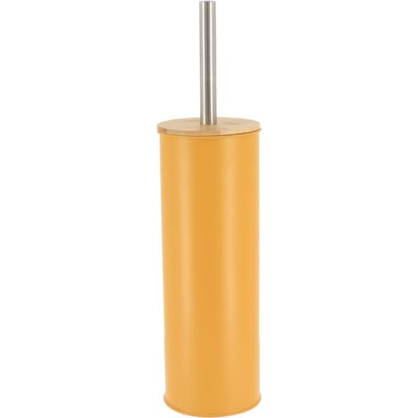 Brosse WC avec support en métal Jaune moutarde et couvercle Bambou - TENDANCE (1/2)