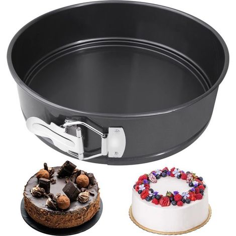 Moule à charnière - 20 cm - Acier - Revêtement antiadhésif - Sans PFAS - Noir - Revêtement antiadhésif - Fond amovible - Acier (1/5)