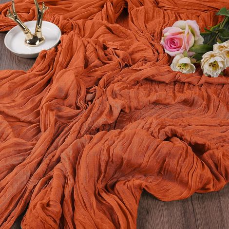 2 Pack Boho Gaze Etamine à Chemin de Table,90x 300 cm Paquet de chemins de Table en étamine Chemin de Table Cuisine Décoration Intérieure Vacances Mariage Fête Anniversaire Décor-Orange (1/5)