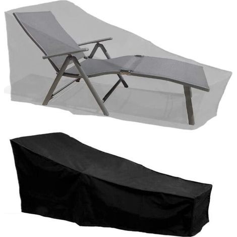 Protective Cover, Waterproof, Windproof, UV-Resistant, 210D Oxford Fabric Sun Lounger/Deckchair Cover (210x75x40/80cm) – Black (1/5)