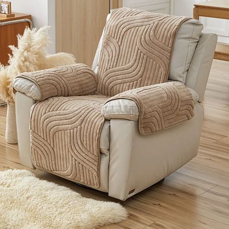 Une housse de fauteuil en flanelle de style bohème, résistante aux griffures d'animaux, adaptée aux canapés/fauteuils inclinables individuels (marron).