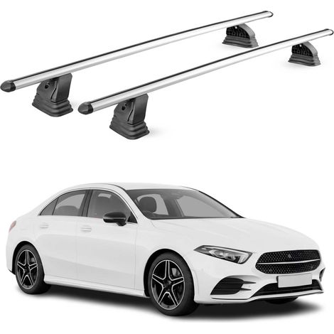OMAC Barres de toit transversales en aluminium pour Mercedes Classe A W177 2018-2026 – TÜV / DIN 75302:2019 – Antivol inclus – Charge max 75 kg – 2 barres – Gris (1/5)