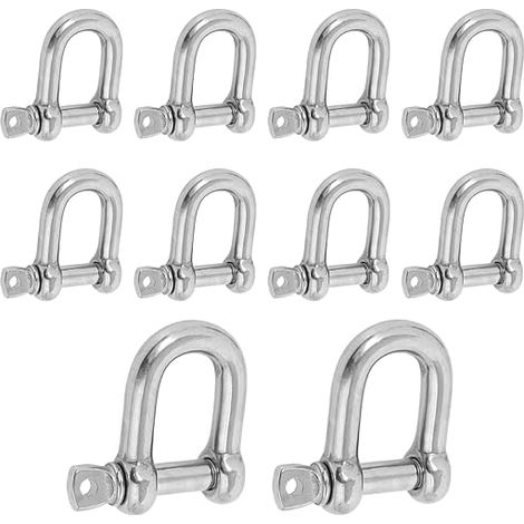 10 Stück M6-Schäkel, Edelstahl 304, Hebeschäkel mit D-Ring, für maritime Anwendungen und Sicherungszwecke, korrosionsbeständig, sichere Verbindung (1/5)