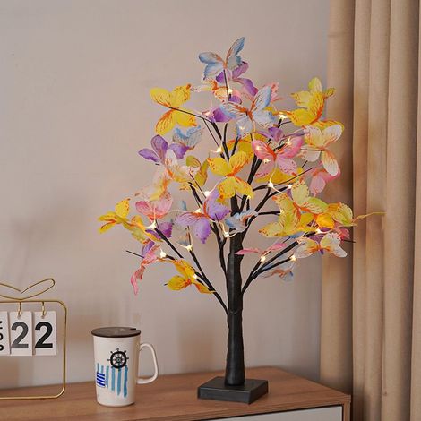 Luminaire Papillon Arbre Bouleau Blanc LED - Décoration Intérieure Extérieure Jardin Patio Maison - 60 x 11 x 11 cm - 1 Pièce (1/5)