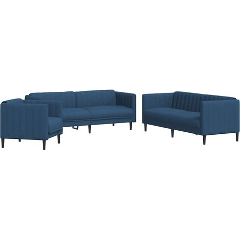 Maison Exclusive - Set di Divani 3 pz Blu in Tessuto