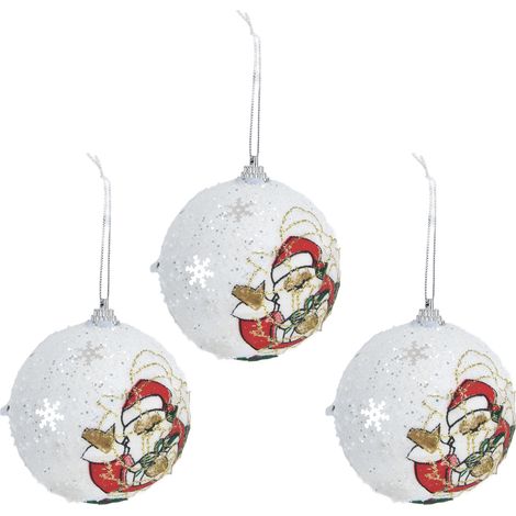 Künstliche Tannenzapfen-Weihnachtsdekoration aus Stoff, weiße Weihnachtskugel (1/5)