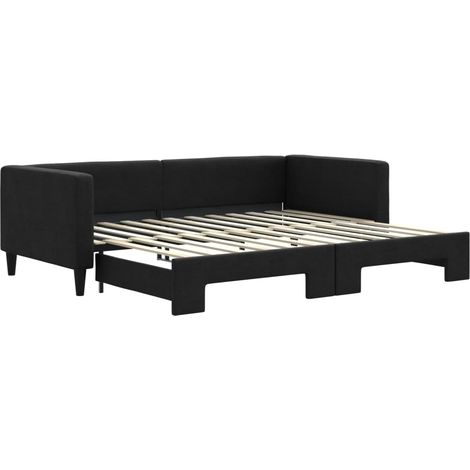Maison Exclusive - Lit de jour avec gigogne sans matelas noir 90x200 cm
