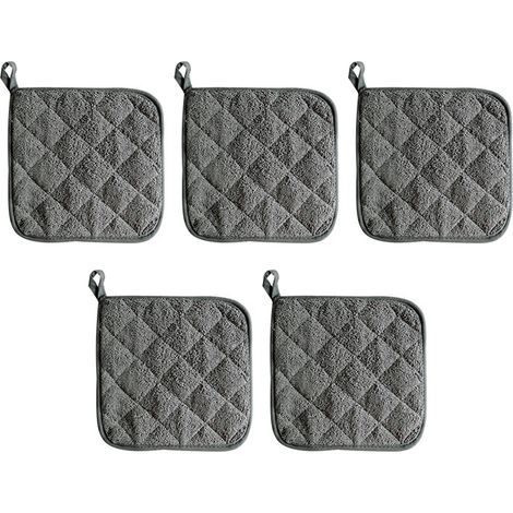 Maniques en coton, lavables en machine, résistantes à la chaleur, dessous de plat, supports de cuisson (gris) (1/5)