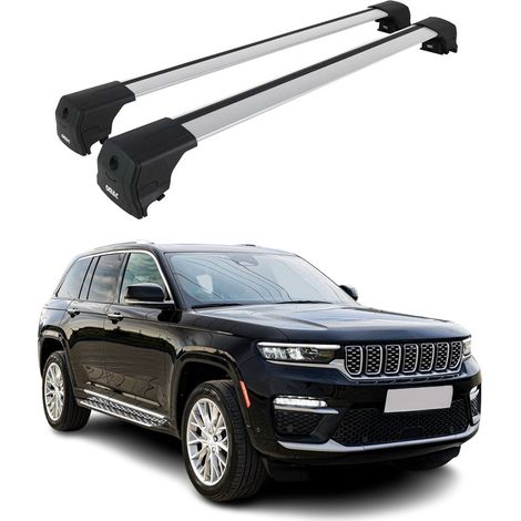 OMAC Barres de toit en aluminium pour Jeep Compass 2017-2025 – City Crash – ISO/PAS 11154:2006 – Antivol inclus – Charge max 75 kg – 2 barres Argent (1/4)