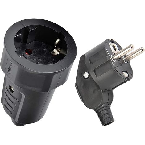 1 Pièces Prise Femelle Noire étanche , avec 1 Pièces Prise Male 220v , Fiche de Contact avec La Terre, Prise Tertiaire Noire, 250 V/16 A, Très Adaptée Aux Chantiers Extérieurs, Commerciaux (1/5)