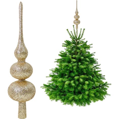 Puntale per albero di Natale color champagne - puntale per albero di Natale glitterato 34 cm (1/5)