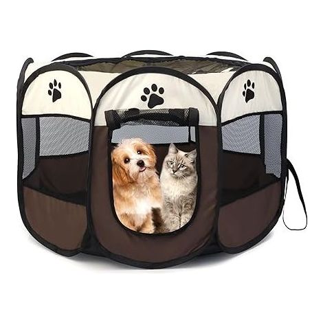 Parc à chiots octogonal pliable 74 x 43 cm – Nylon enduit de PVC – Pour intérieur et extérieur – Installation rapide sans outils (1/5)