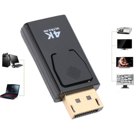 Adaptador DP a HDMI, conector macho a hembra, compatible con 4K 1080p, modo espejo y extensión, para monitor y proyector. (1/5)