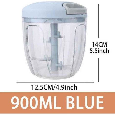 Hachoir manuel - 900ML - Bleu - 5 lames - Portable - Outil de cuisine