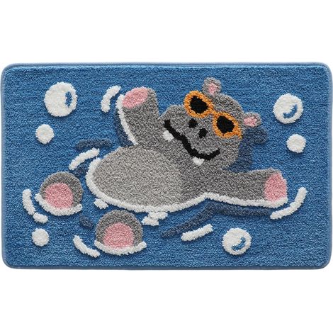 Tapis de Bain Hippopotame 50 x 80 cm, Tapis de Salle de Bain Doux et Absorbant, Lavable en Machine (1/5)