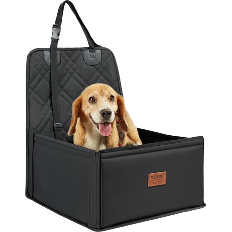 VEVOR Seggiolino Auto per Cani Piccola Taglia 12kg, Rialzo per Cani, con Telaio di Supporto, Guinzaglio di Sicurezza con Clip, Imbottitura in Cotone, Cuccia per Animali Domestici, Nero (1/5)