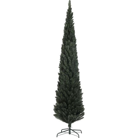 Schmaler 225 cm Weihnachtsbaum, platzsparendes Design, 538 Zweige, Stahlfuß für den Innenbereich, grün (1/5)