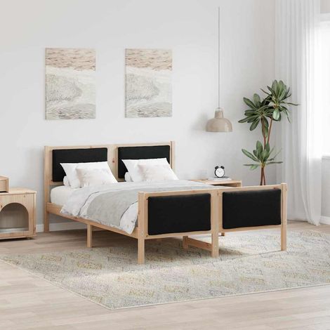 Estructura de cama con cabecera Negro 140 x 200 cm tela