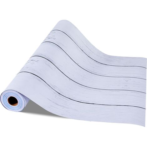 Papier Peint Autocollant Texturé Bois Blanc, 45cm x 12m, Décoratif Vinyle, Imperméable, Facile à Nettoyer, pour Chambre, Cuisine, Bureau, Salle de Bain (1/5)
