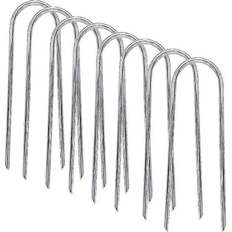 Piquets de tente extra longs en forme de U (25 cm), en métal robuste, lot de 8. (1/5)