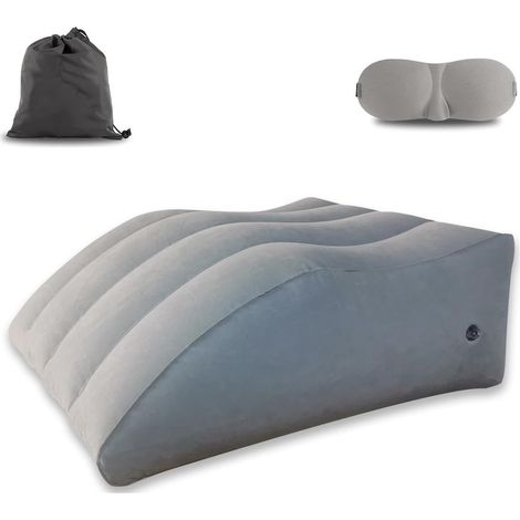 Coussin orthopédique pour jambes en PVC, gris, 63 x 50 x 25 cm, repose-jambes pour le sommeil, circulation et confort (1/5)