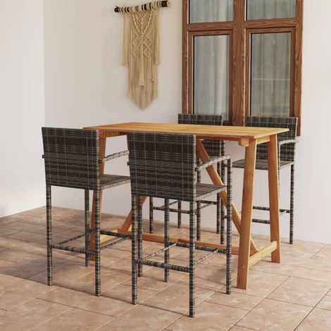 INLIFE Ensemble de bar de jardin 5 pcs Gris (1/5)