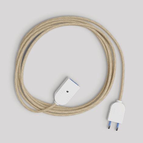 creative cables - Prolunga elettrica con cavo in juta neutro 2P 10A Made in Italy
