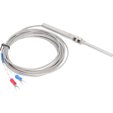 BERM® Fil de détection de température blindé de type thermocouple K de 50 mm, de 4 mètres de long, pour régulateurs de température. (1/5)