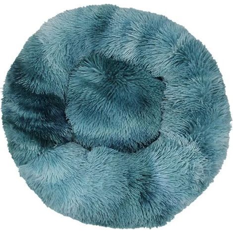 Lit pour Chat, Coussin Fluffy, Doux Lavable pour Chats Chiens (Tie-Dye Haze Blue, 70 cm), Ensoleillé (1/5)