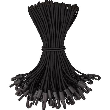 Lot de 50 tendeurs élastiques avec crochets, tendeurs en caoutchouc avec crochets pour bâche de piscine de haute qualité-25cm (1/5)