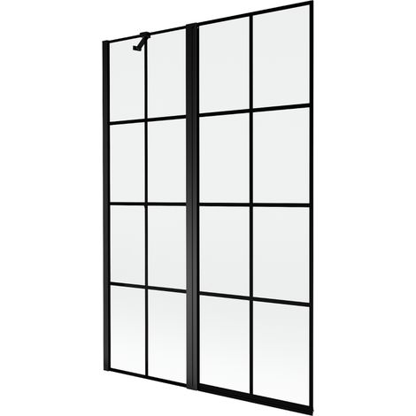 Paravent de baignoire Mexen Mist à 2 volets gauche 120 x 150 cm, grille noire, noir - 8A9-120-011-70-77-L (1/5)