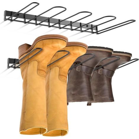 2 PCS Cintre Mural pour Bottes en Métal Robuste, Organisateur de Bottes de Cowboy, Porte Bottes Organisateur, Bottes de Travail sur le Coin d'entrée, Terrasse, Garage Noir