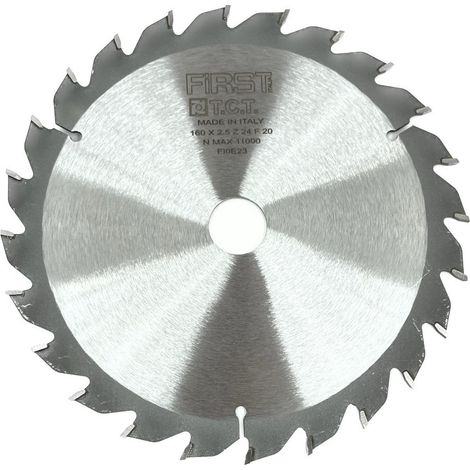 Lame de Scie Circulaire HM D. 160 mm Alésage 20 mm epaisseur 2,5 mm FIRST ITALIA Z24 Alt pour coupes de bois tendre et exotique - Haute performance - Finition de qualité (1/5)