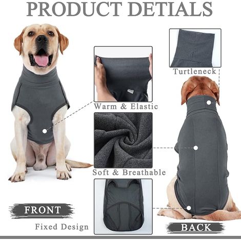 Pull et Manteau Chien Doux et Chaud Vêtement Hiver pour Chat Pull-Overs pour Petite Moyen Grand Chiens Noir 2XL (1/4)