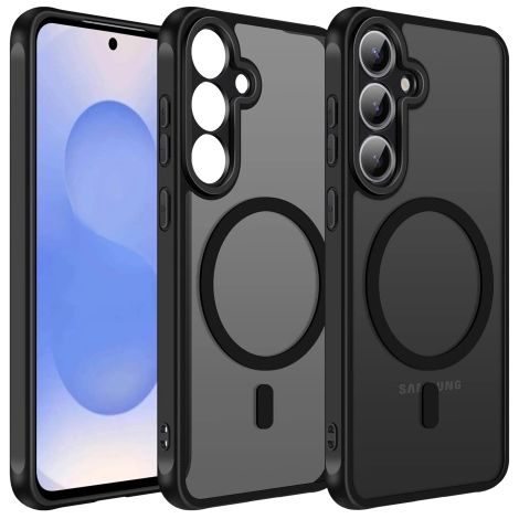 Custodia per Samsung Galaxy S25 Plus, cover protettiva per telefono, custodia Alogy Matte HybridMag™️ per MagSafe, nero opaco (1/5)