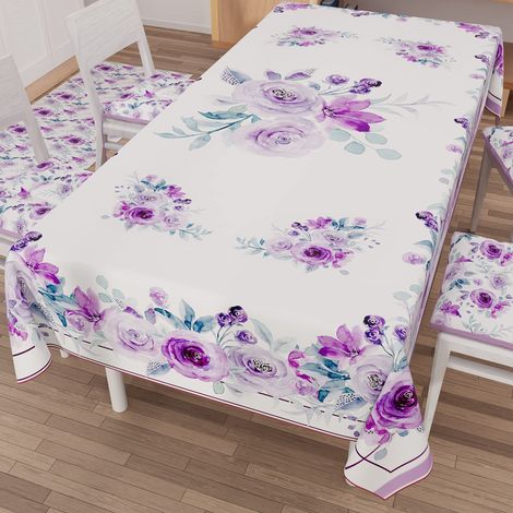 Nappe, Nappe de Table, Nappe Rectangulaire, Nappe Anti-Taches, 140x180 cm, Floral Violet, 100% Made in Italy (1/5)