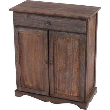 [NON UTILIZZATO] Credenza cassettiera shabby vintage legno paulonia cassetto sportelli 33x66x78cm marrone