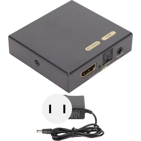 Extracteur Audio HDMI 2.0 4K 60Hz Optique 5.1 vers Jack 3.5mm, Prise US 100-240V (1/5)