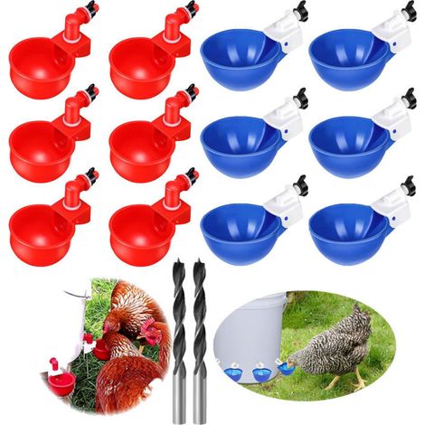 12 pcs Abreuvoir Poules Automatique DIY Abreuvoir Poules Kit avec 1 Foret, Abreuvoir Volaille pour l'eau de Boisson des Poulets, Canards, oies et Autres volailles,Abreuvoir et mangeoire pour basse-cou (1/5)
