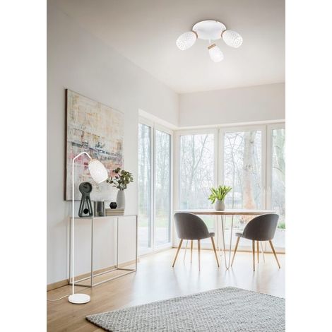 Applique bidar blanc mat 3xe14 ip20 10w max bois et metal trio (1/3)