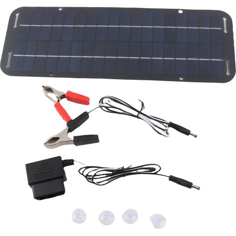 Kit panneau solaire 12 V 5 W professionnel et efficace en silicium monocristallin portable pour voiture, moto et bateau (1/5)