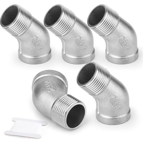 5 Pcs 1/2" BSP Femelle vers 1/2" Mâle Connecteur coudé, Acier inoxydable 304 Raccord à 45 degrés, Frizione a croce a 4 vie (1/5)